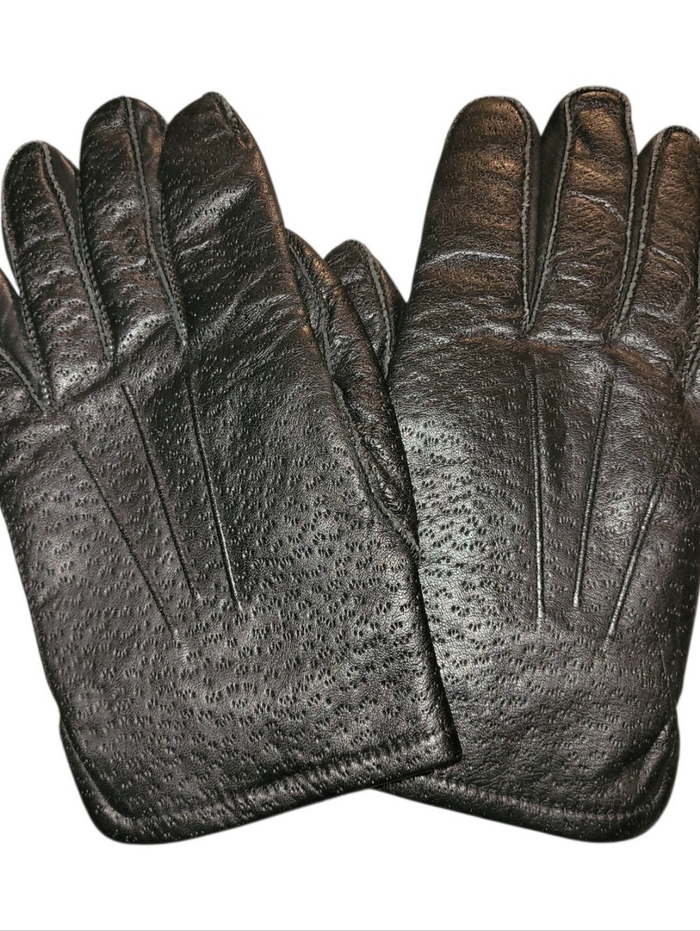 Vintage Black Leather Gloves With Real Fur Lining L
